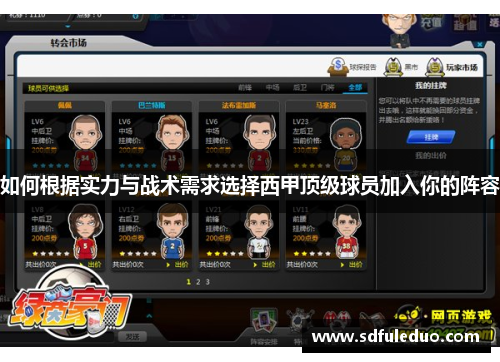 如何根据实力与战术需求选择西甲顶级球员加入你的阵容