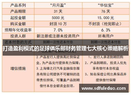 打造盈利模式的足球俱乐部财务管理七大核心策略解析